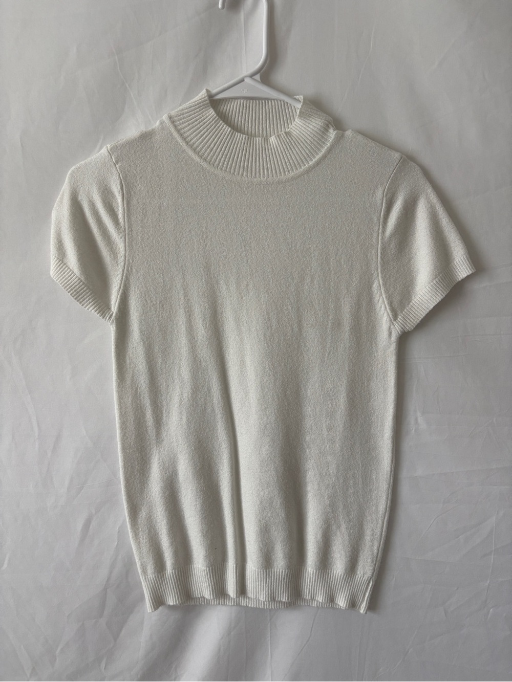 Classic Short Sleeve Mock Neck Sweater - Ivory
